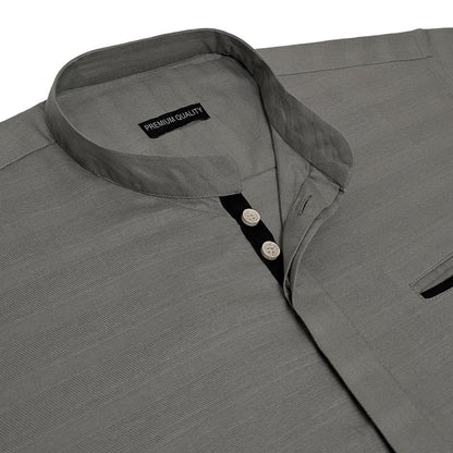 Urban Fit Grey Short Linen Kurta For Men
