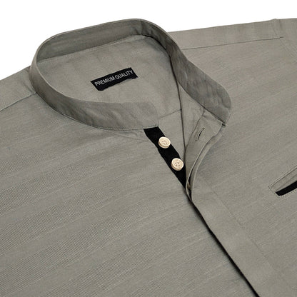 Urban Fit Olive Short Linen Kurta For Men