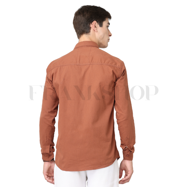 Frankshop Casual Pure Cotton Dusty Brown Shirt for Man