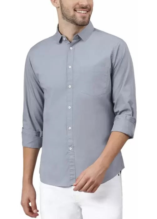Plain Twill Cotton Shirt for Man (Silver Grey)