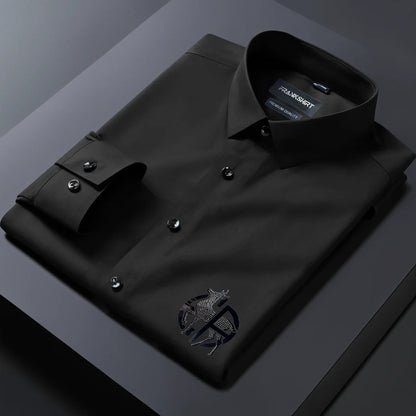Deer Designer Premium Cotton With Pocket Solid Shirt for Man (Black)
