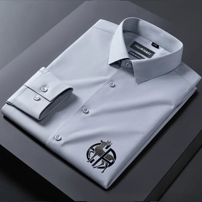 Deer Designer Premium Cotton With Pocket Solid Shirt for Man (Silver)