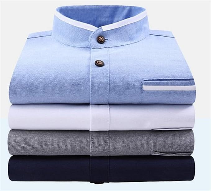 Frankshirt Sky Blue Korean Style Stand-up Collar Shirt For Man