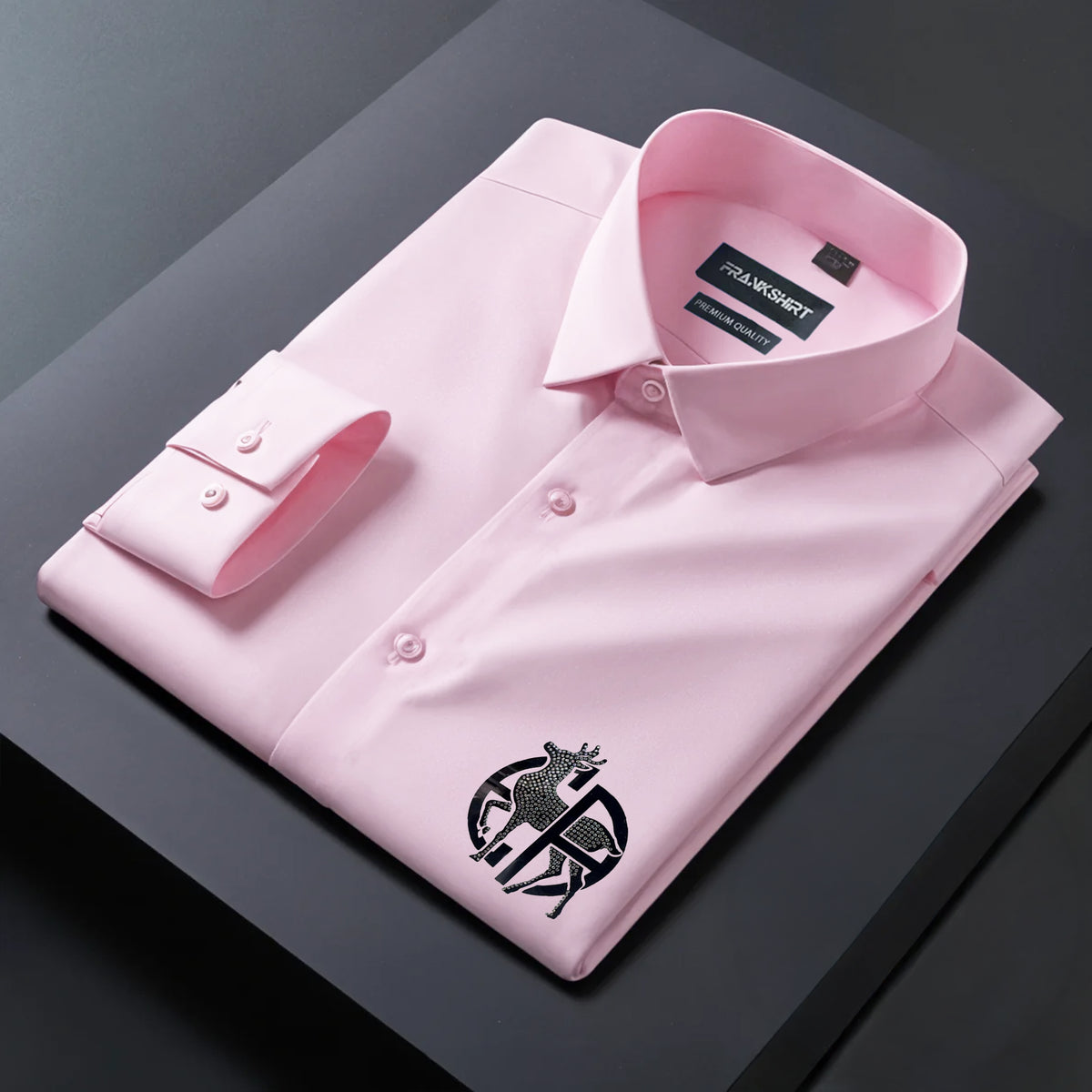 Deer Designer Premium Cotton With Pocket Solid Shirt for Man (Pink)