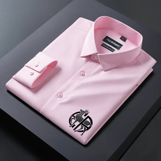 Deer Designer Premium Cotton With Pocket Solid Shirt for Man (Pink)