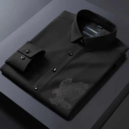 Eagle Designer Premium Cotton With Pocket Solid Shirt for Man (Black)