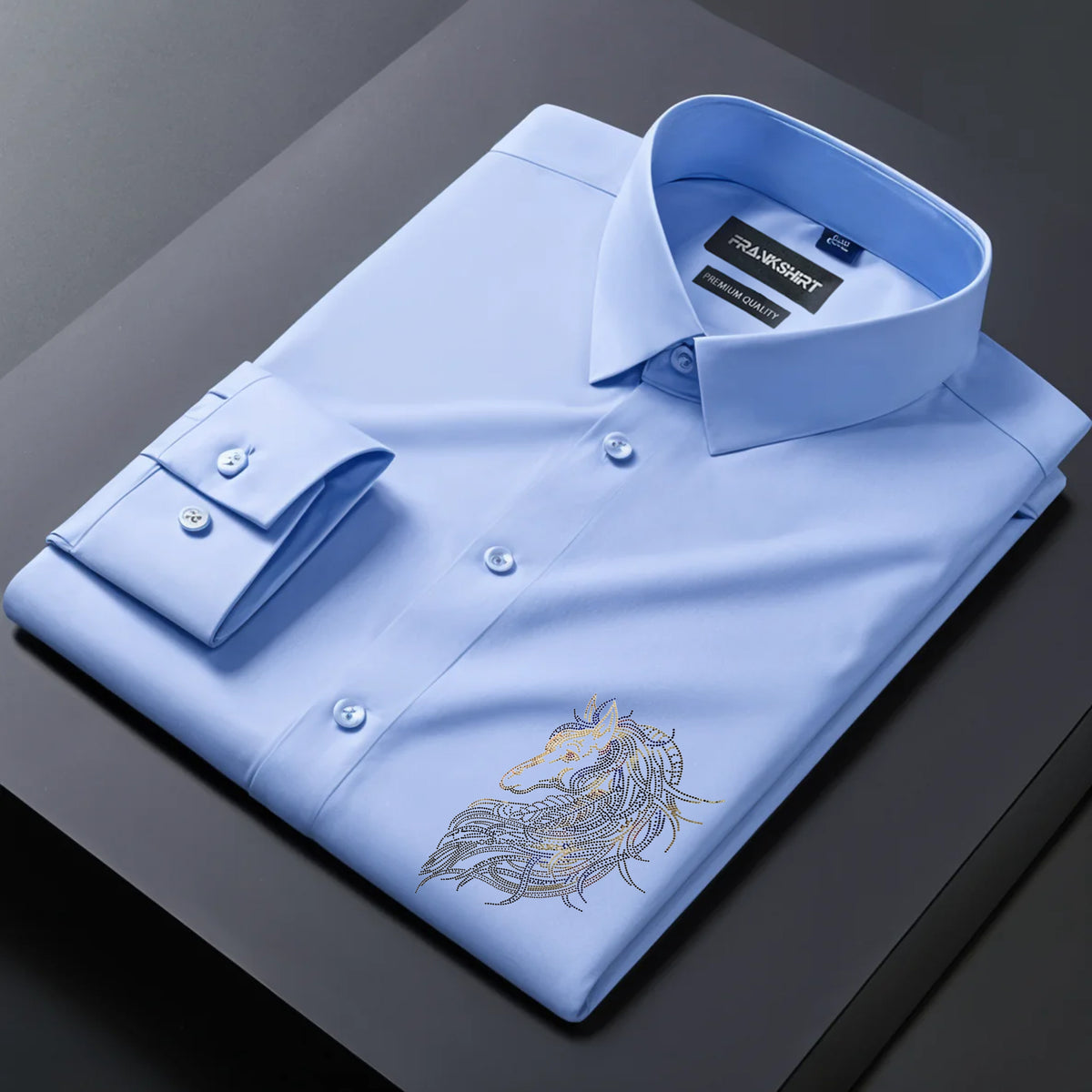 Horse Designer Premium Cotton With Pocket Solid Shirt for Man (Sky Blue)