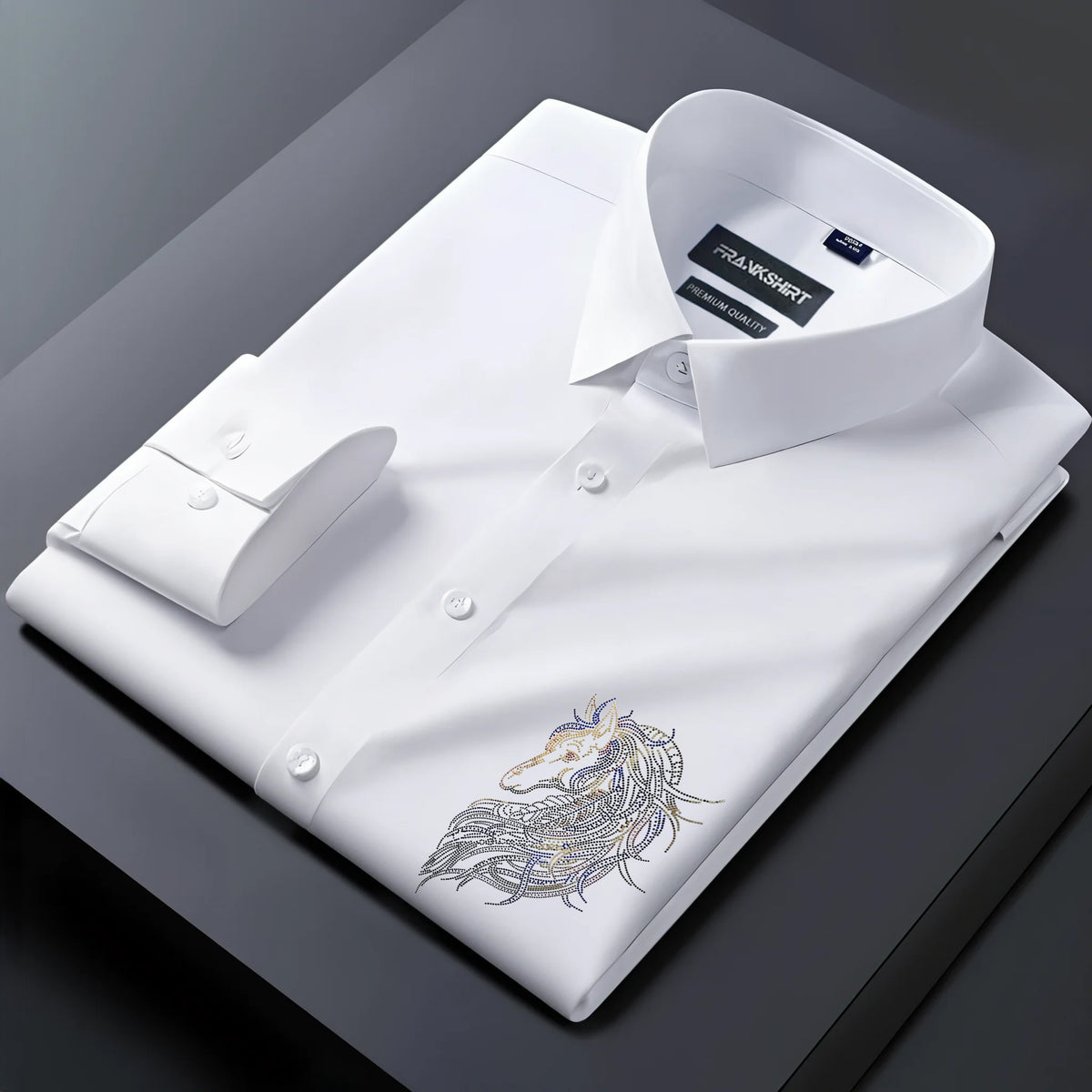 Horse Designer Premium Cotton With Pocket Solid Shirt for Man (White)
