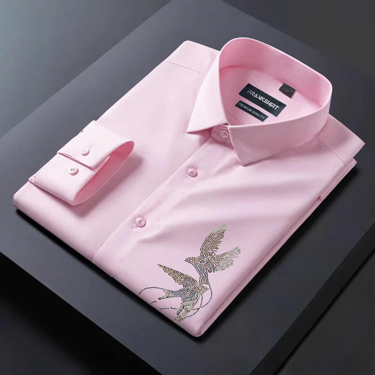 Two Birds Designer Premium Cotton Without Pocket Solid Shirt for Man (Pink)