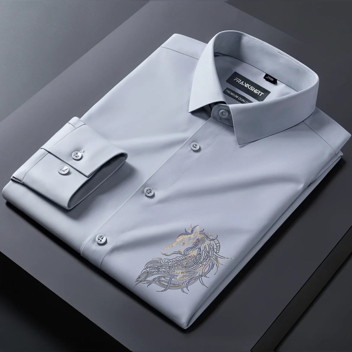 Horse Designer Premium Cotton With Pocket Solid Shirt for Man (Silver)