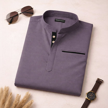 Pack Of 2 Urban Fit Olive & Purple Short Linen Kurta For Men
