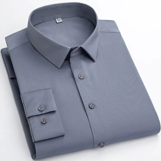 Plain Twill Cotton Shirt for Man (Silver Grey) - Frankshop.in