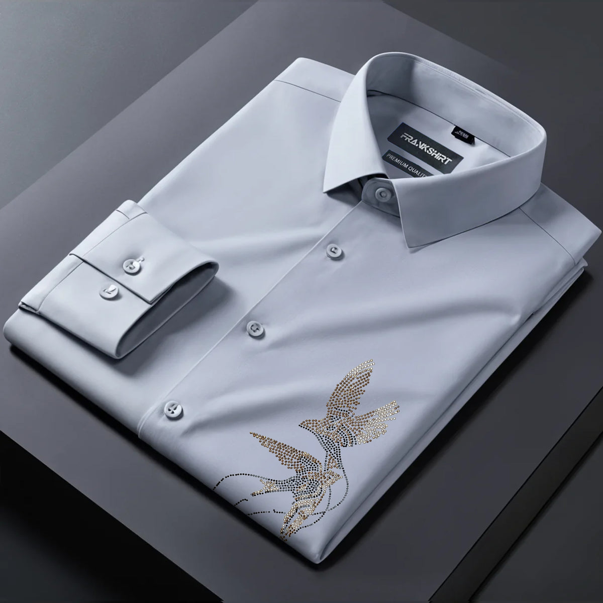 Two Birds Designer Premium Cotton Without Pocket Solid Shirt for Man (Silver)