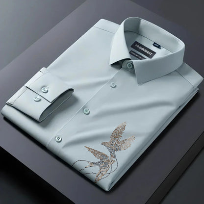 Two Birds Designer Premium Cotton Without Pocket Solid Shirt for Man (Pista)