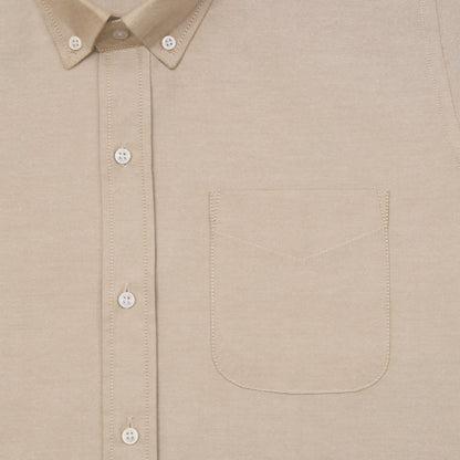 Beige Oxford Cotton Shirt For Man