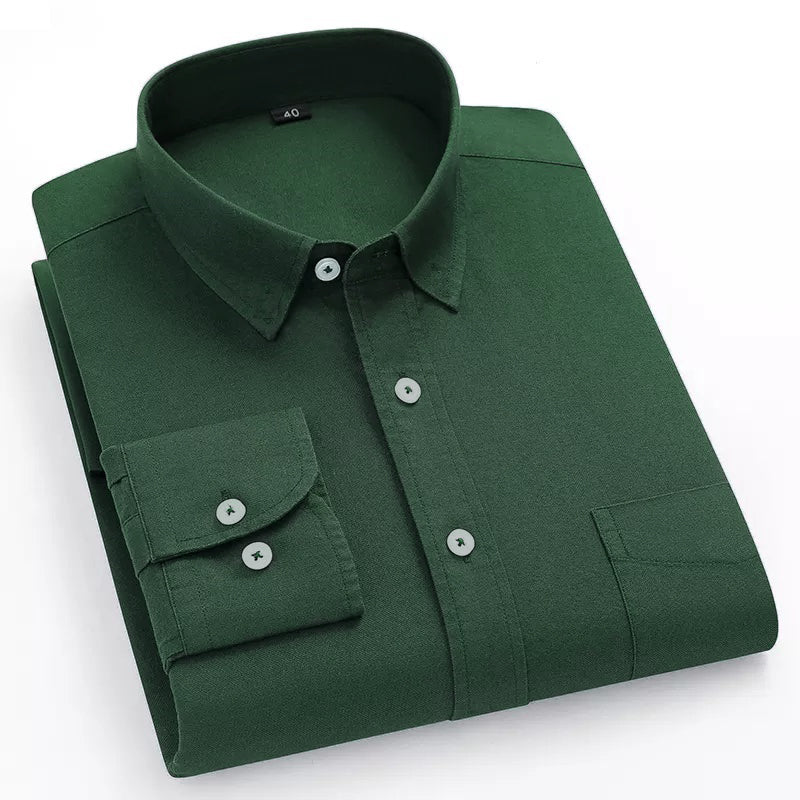 Plain Cotton Blend Solid Shirts (Bottle Green)