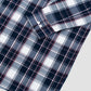 Navy Blue Check Paper Cotton Shirt For Men