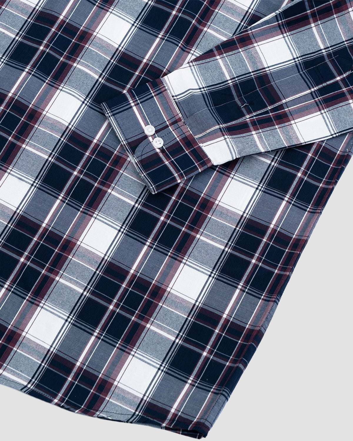 Navy Blue Check Paper Cotton Shirt For Men