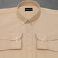 Cream Oxford Cotton Shirt For Men
