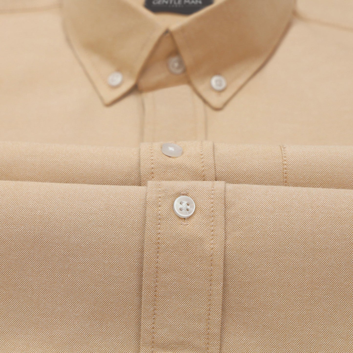 Cream Oxford Cotton Shirt For Men