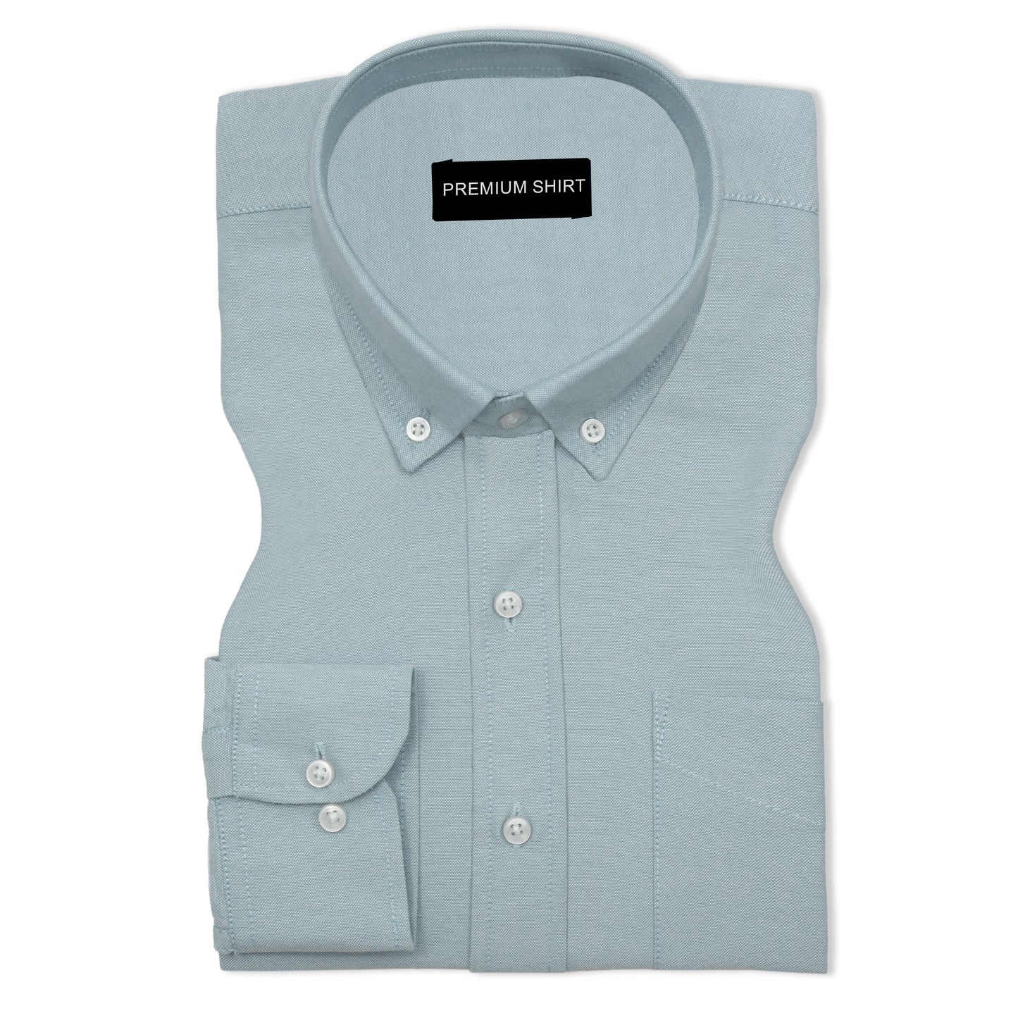 Cyan Blue Oxford Cotton Shirt For Man