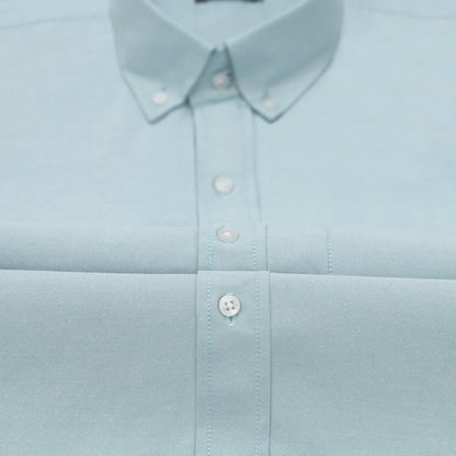 Cyan Blue Oxford Cotton Shirt For Man