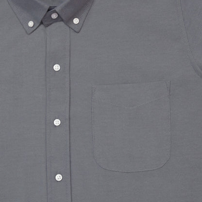Dark Grey Oxford Cotton Shirt For Man