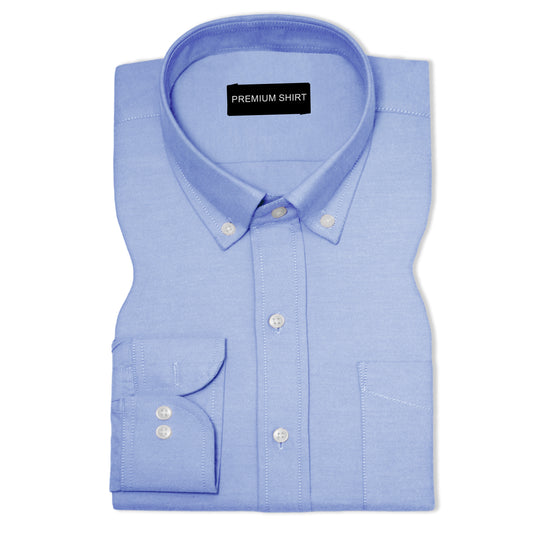 Denim Blue Oxford Cotton Shirt For Man