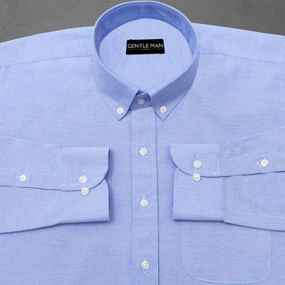 Denim Blue Oxford Cotton Shirt For Man
