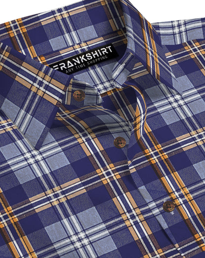 Pack of 2 Cotton Check Shirt for Man (Lining Colour and Blue Grey) - Frankshop.in
