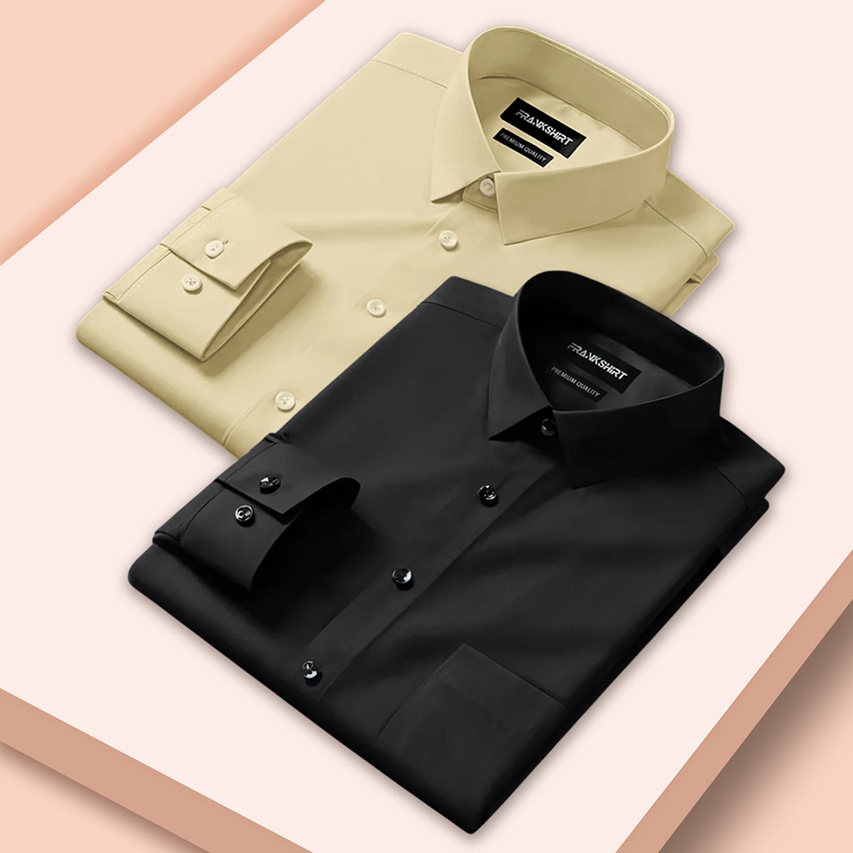 Pack of 2 Premium Cotton Shirt for Man (Lemon And Black)