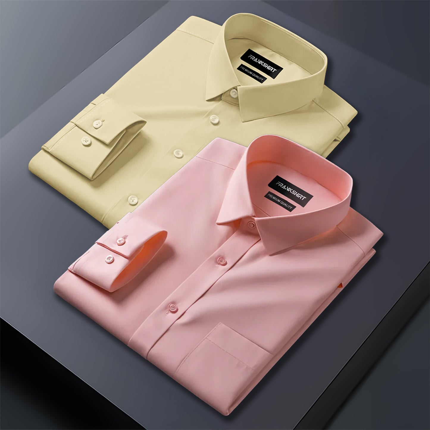 Pack of 2 Premium Cotton Shirt for Man (Lemon And Peach)