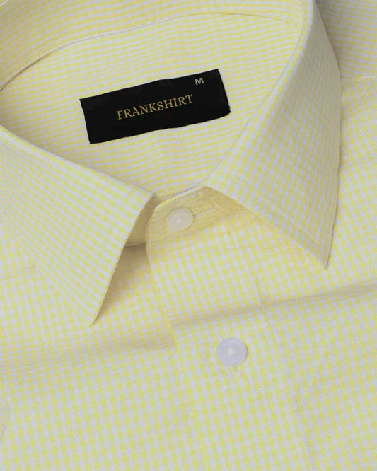 Lemon Check Button Down Oxford Cotton Shirt