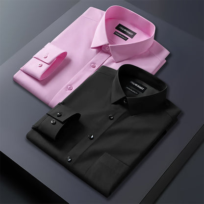 Pink and black dress shirts on a gray surface with 'TRANDWERT' branding.
