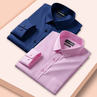 Pack of 2 Premium Cotton Shirt for Man (Navy Blue And Light Pink)