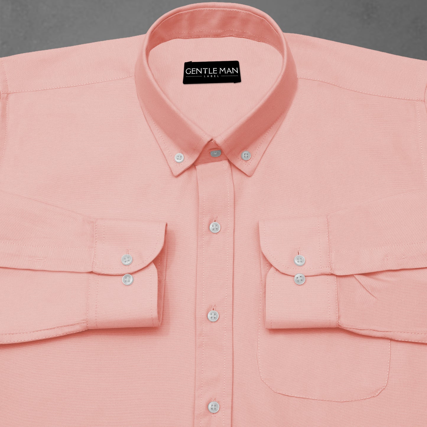 Peach Oxford Cotton Shirt For Man