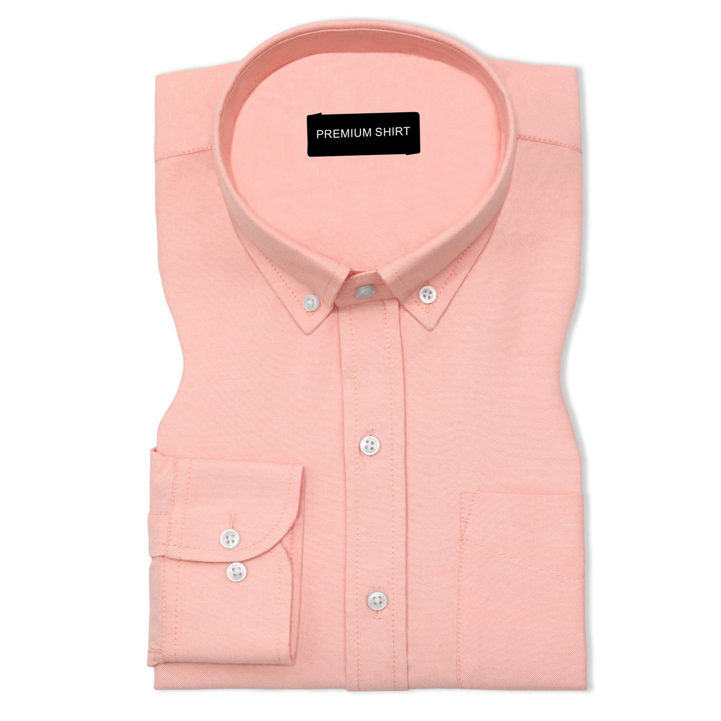 Peach Oxford Cotton Shirt For Man