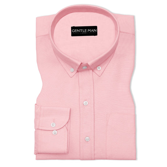 Pink Oxford Cotton Shirt For Men