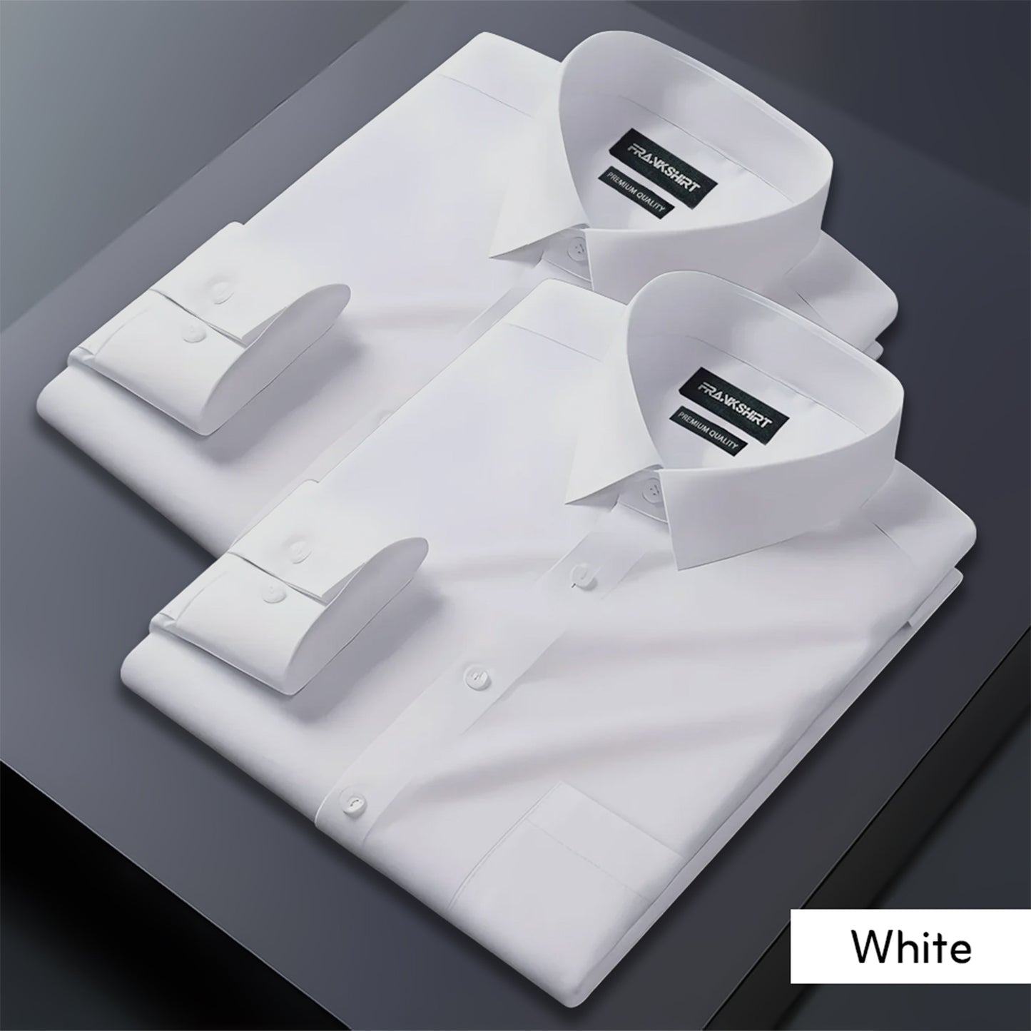White dress shirt with folded cuffs on a gray background