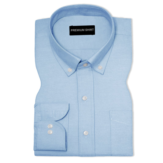 Sky Blue Oxford Cotton Shirt For Man
