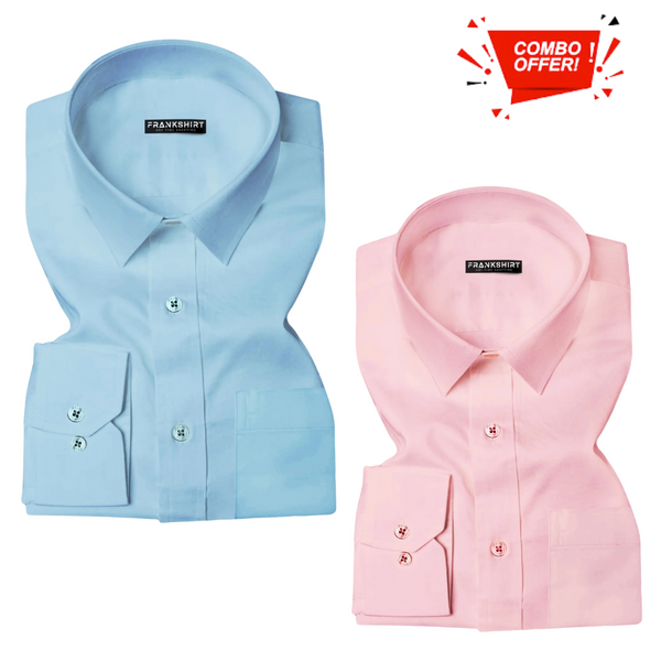 Pack of 2 Cotton Shirt for Man ( Light Blue and Light Pink )