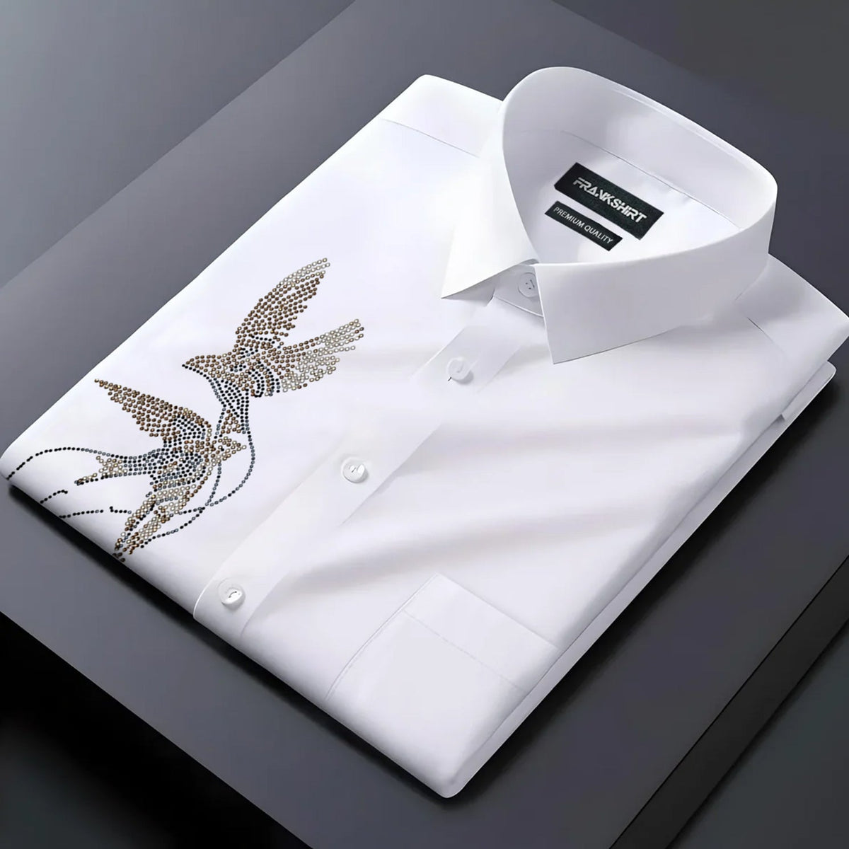Two Birds Designer Premium Cotton With Pocket Solid Shirt for Man (White)
