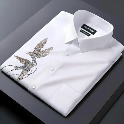 Two Birds Designer Premium Cotton With Pocket Solid Shirt for Man (White)