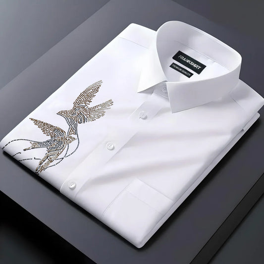 Two Birds Designer Premium Cotton With Pocket Solid Shirt for Man (White)