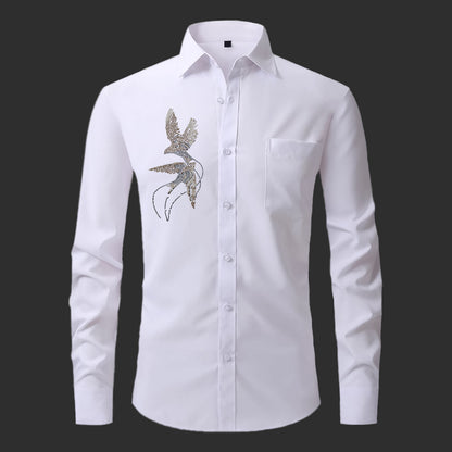 Two Birds Designer Premium Cotton With Pocket Solid Shirt for Man (White)