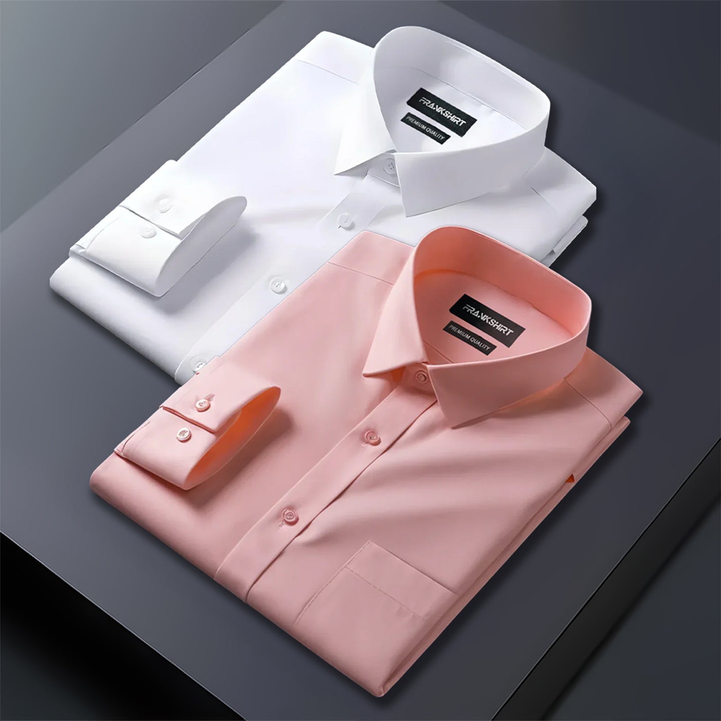 Pack of 2 Premium Cotton Shirt for Man (Peach And Solid Pink) XL