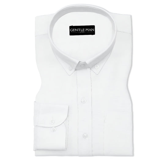 Pearl White Oxford Cotton Shirt For Man
