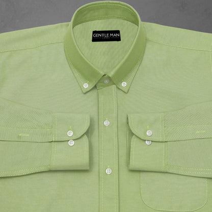 Green Oxford Cotton Shirt For Man
