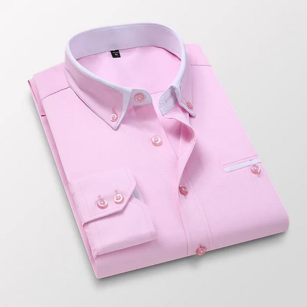 Down Collar Cotton Blend Solid Shirt For Man (Light Pink)