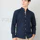 Frankshirt Chinese Collar Navy Blue Solid Tailored Fit Cotton Casual Shirt for Man - Frankshop.in